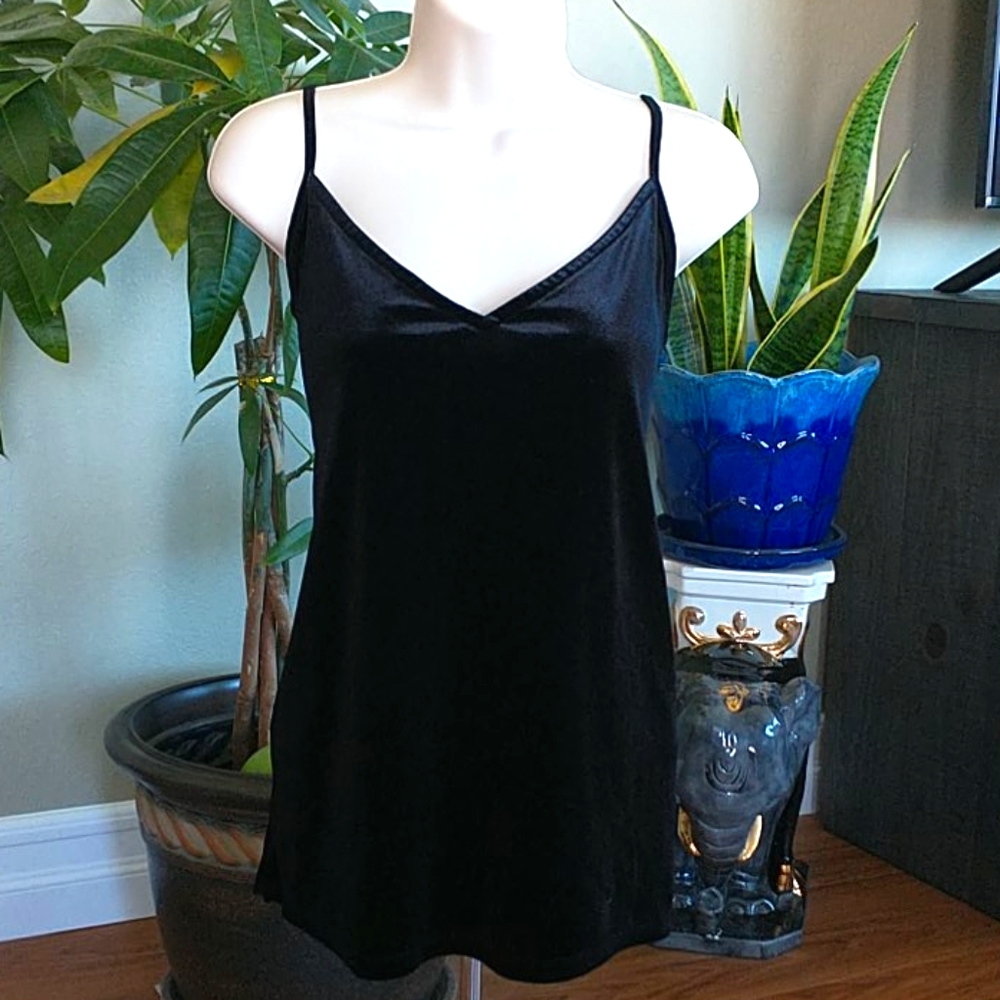 Old Navy Velvet Black V- Neck Tank Top Size M